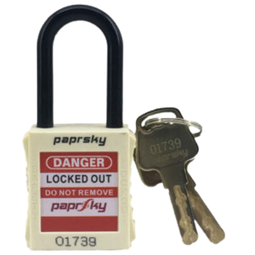 Safety Lockout Dielectric Padlock White PS LOTO PPNR-38 (Dielectric Short Shackle)